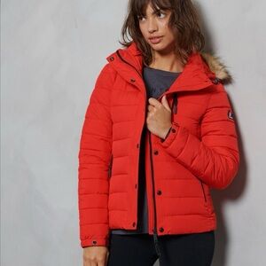 Superdry Fuji Women’s short puffer red jacket size 6